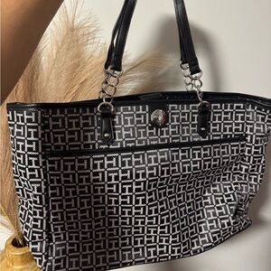 TOMMY Stylish Black and White Tote Bag